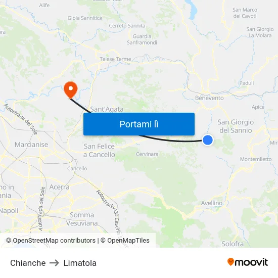 Chianche to Limatola map