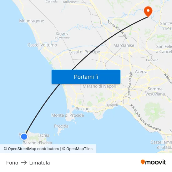 Forio to Limatola map