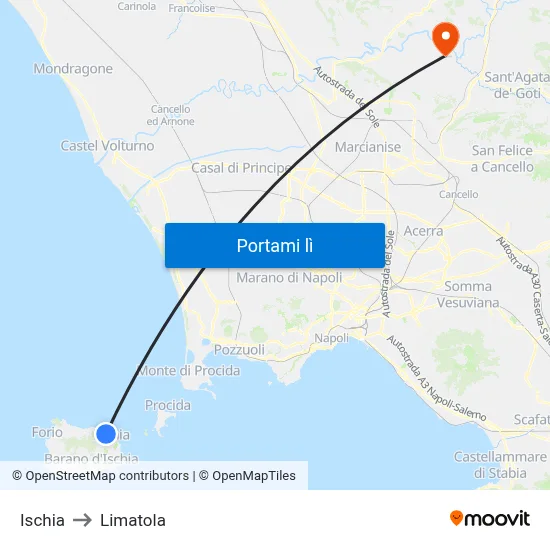 Ischia to Limatola map