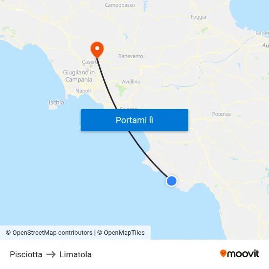 Pisciotta to Limatola map
