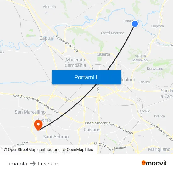 Limatola to Lusciano map