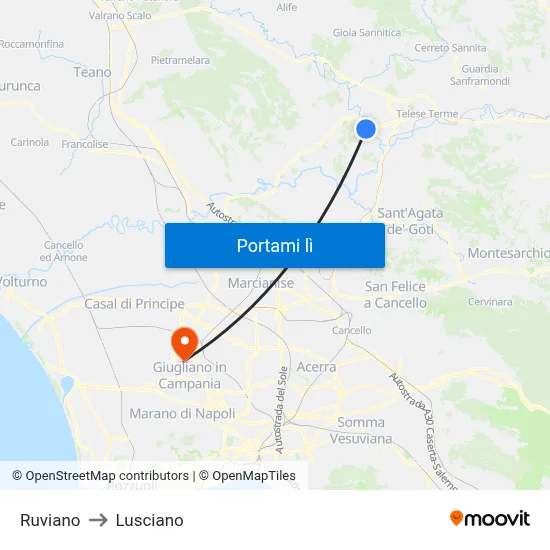 Ruviano to Lusciano map