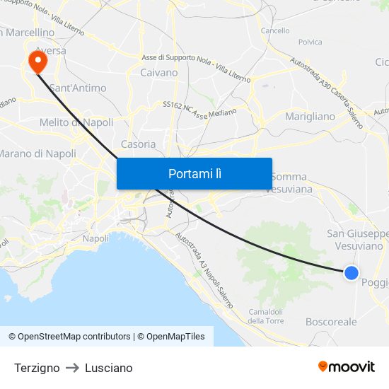 Terzigno to Lusciano map