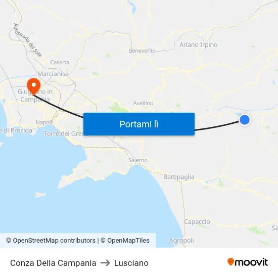 Conza Della Campania to Lusciano map