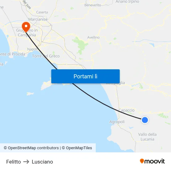 Felitto to Lusciano map