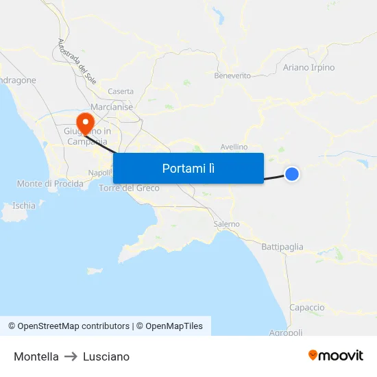 Montella to Lusciano map