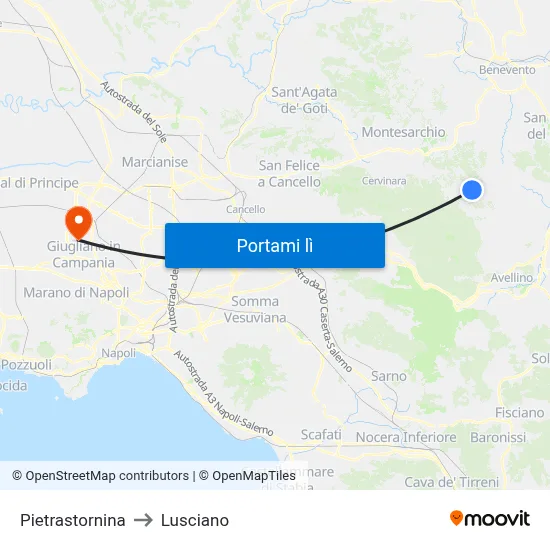 Pietrastornina to Lusciano map