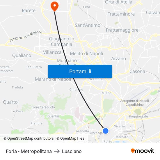Foria - Metropolitana to Lusciano map