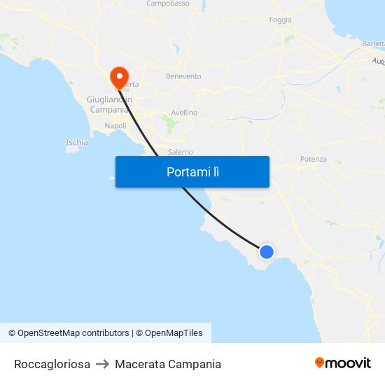 Roccagloriosa to Macerata Campania map