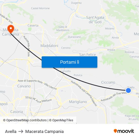 Avella to Macerata Campania map