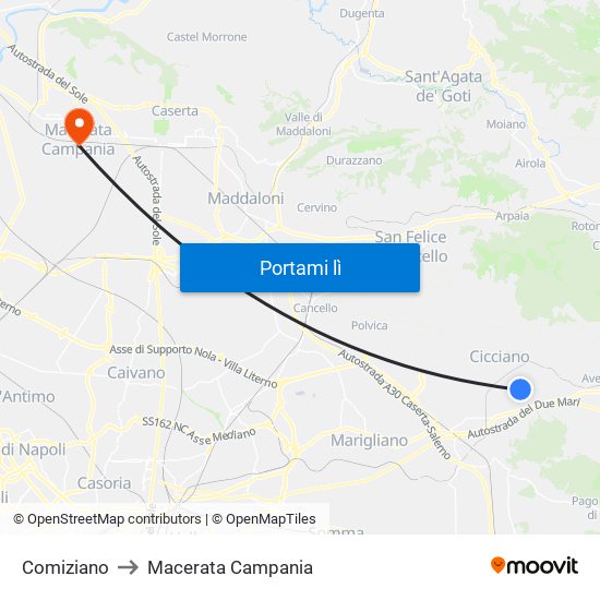 Comiziano to Macerata Campania map