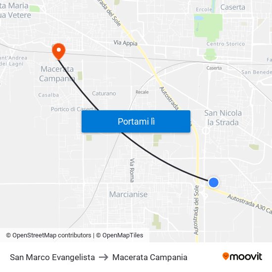 San Marco Evangelista to Macerata Campania map