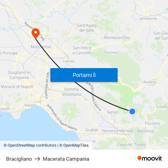 Bracigliano to Macerata Campania map