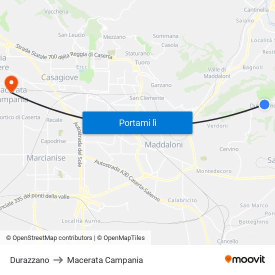 Durazzano to Macerata Campania map