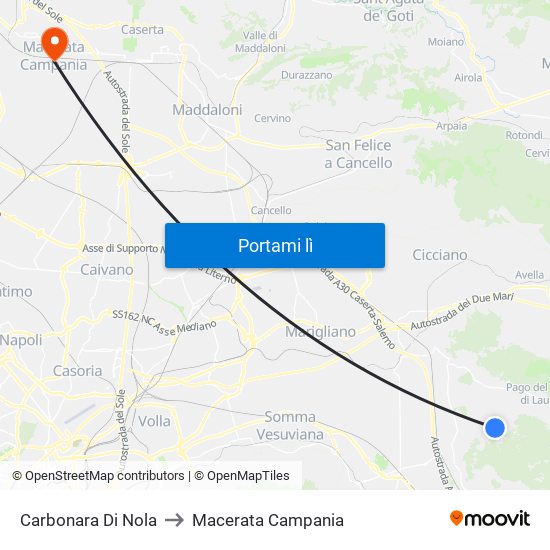 Carbonara Di Nola to Macerata Campania map