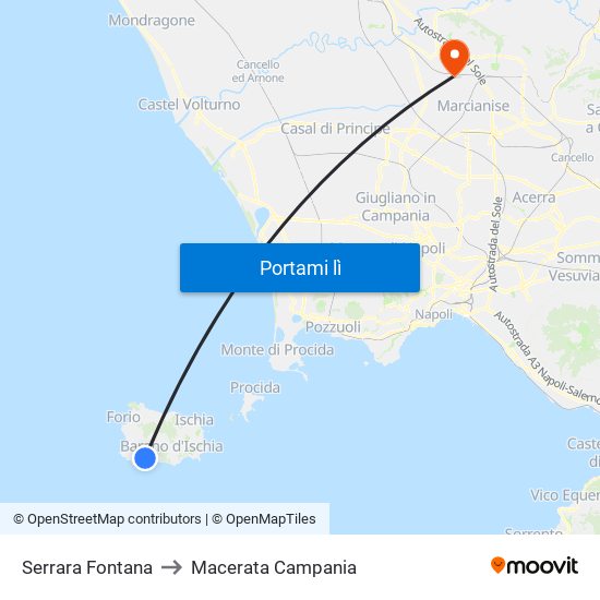 Serrara Fontana to Macerata Campania map