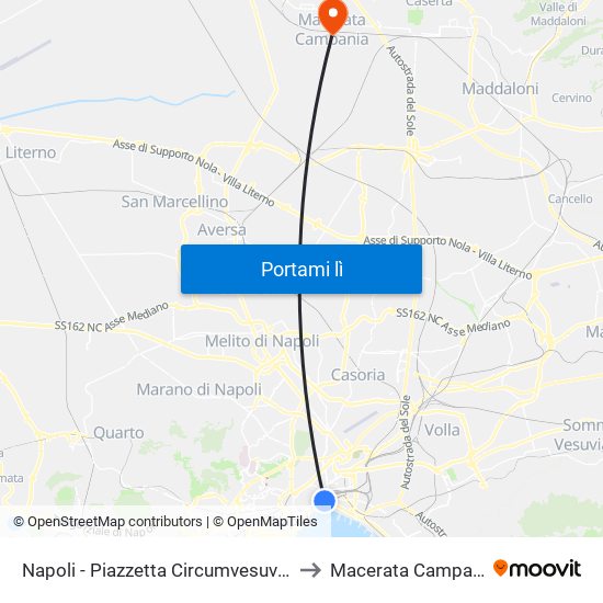 Napoli - Piazzetta Circumvesuviana to Macerata Campania map