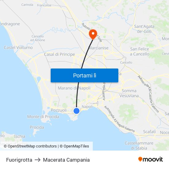 Fuorigrotta to Macerata Campania map