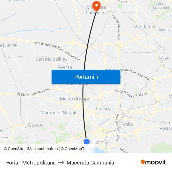 Foria - Metropolitana to Macerata Campania map