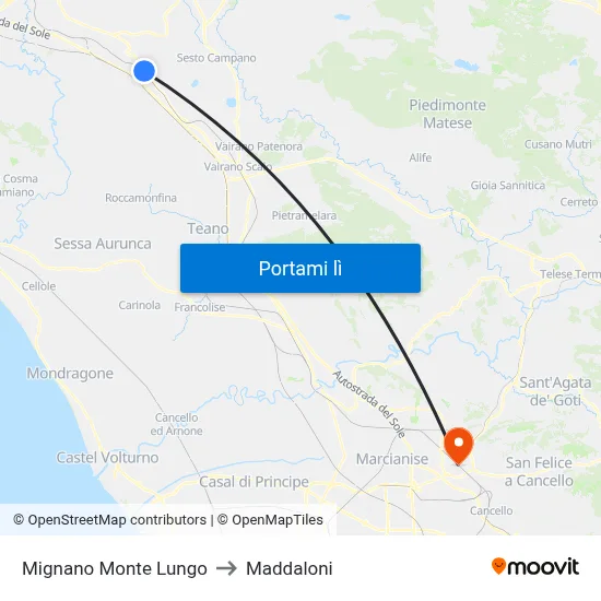 Mignano Monte Lungo to Maddaloni map
