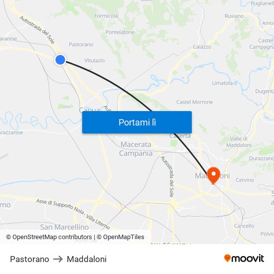 Pastorano to Maddaloni map