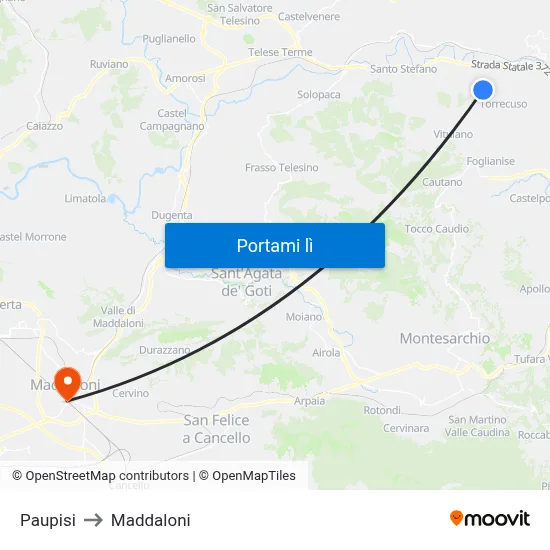 Paupisi to Maddaloni map