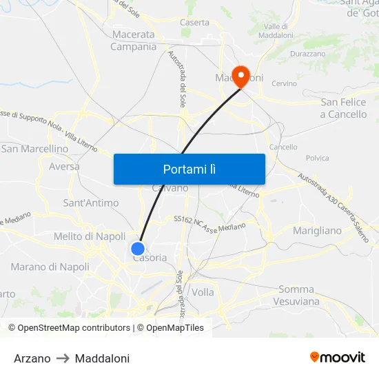 Arzano to Maddaloni map