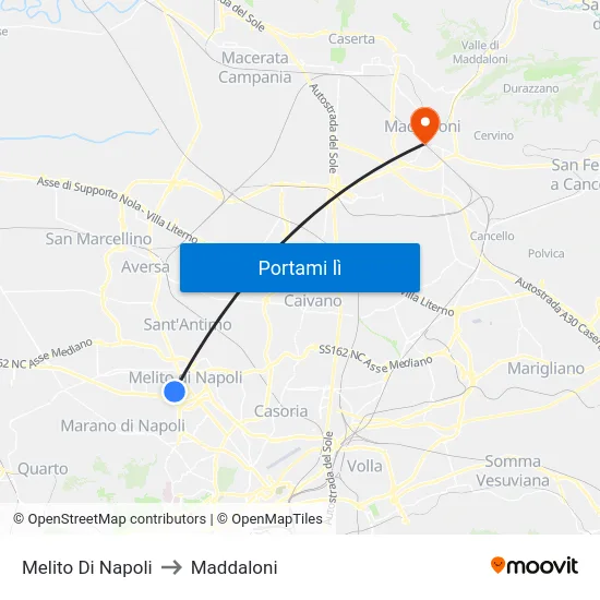 Melito Di Napoli to Maddaloni map