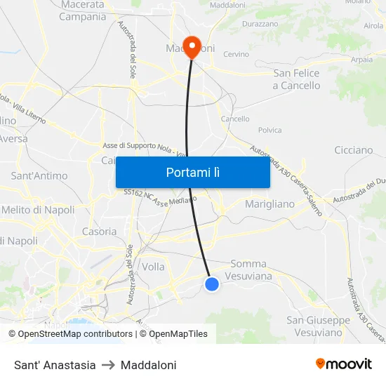 Sant' Anastasia to Maddaloni map