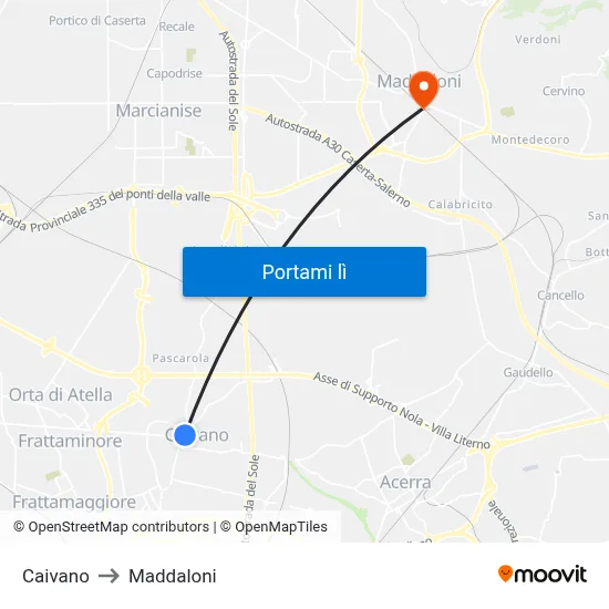 Caivano to Maddaloni map