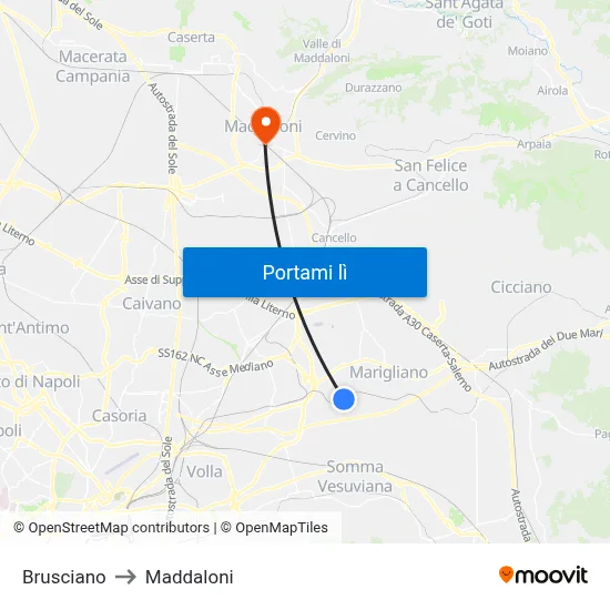 Brusciano to Maddaloni map