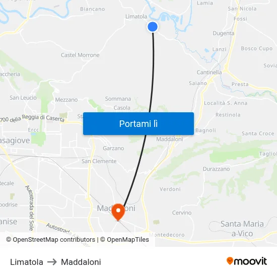 Limatola to Maddaloni map