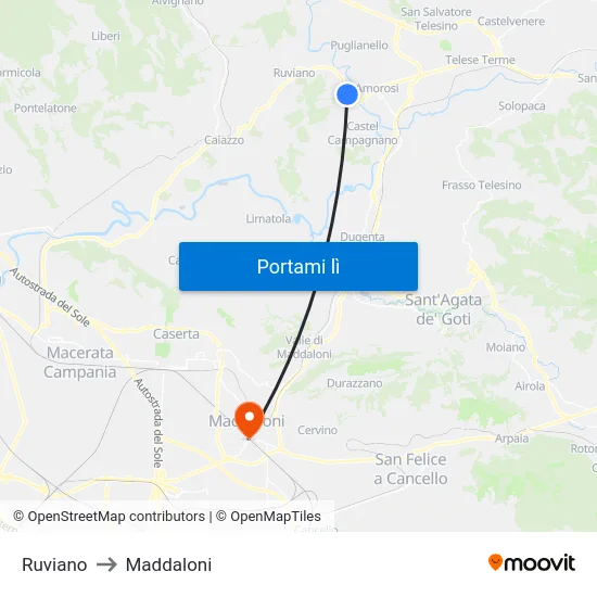 Ruviano to Maddaloni map