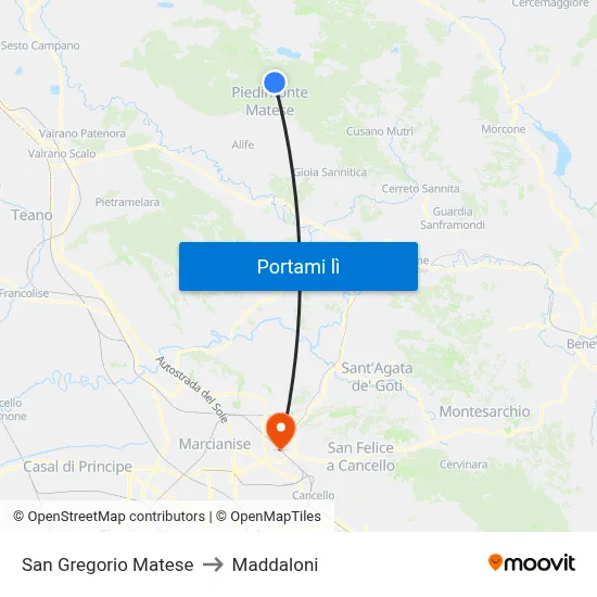 San Gregorio Matese to Maddaloni map