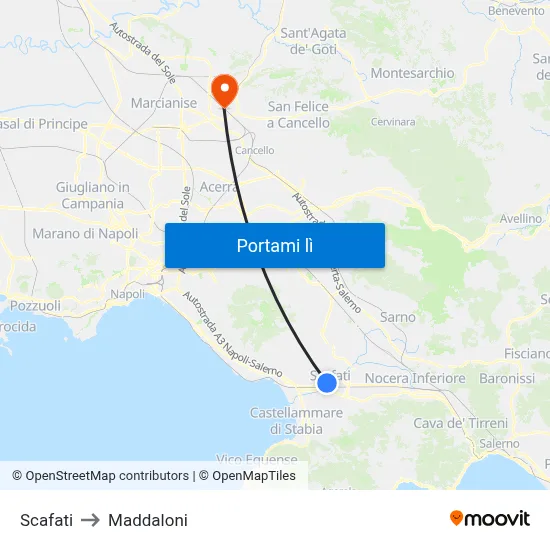 Scafati to Maddaloni map