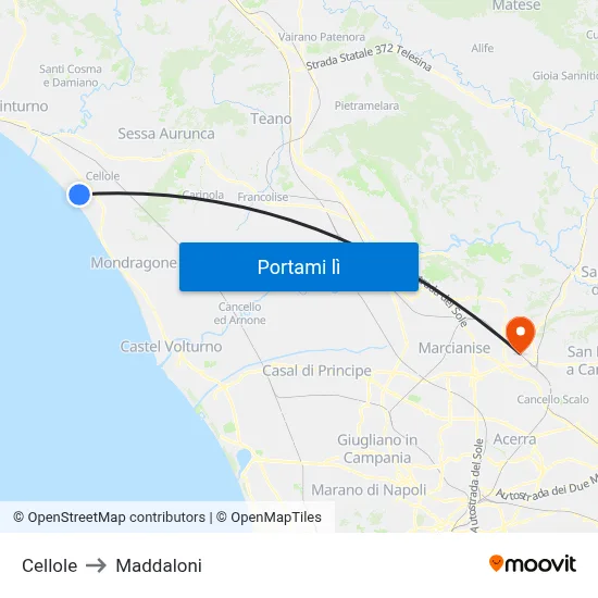 Cellole to Maddaloni map