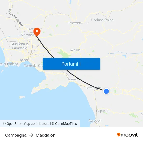 Campagna to Maddaloni map