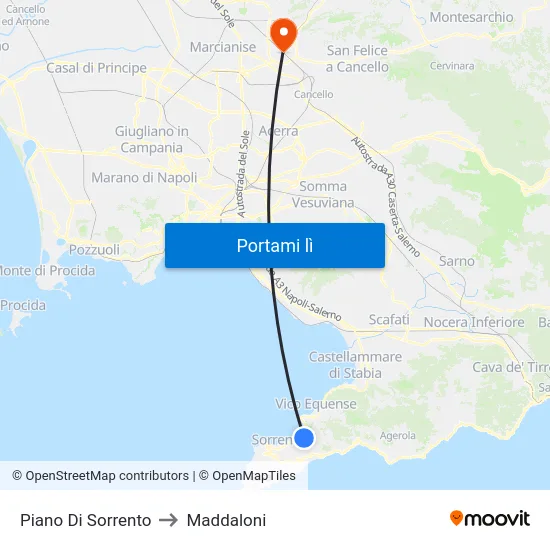 Piano Di Sorrento to Maddaloni map