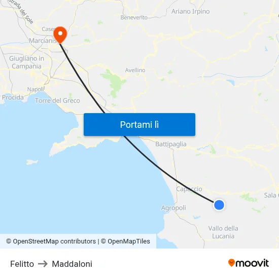 Felitto to Maddaloni map