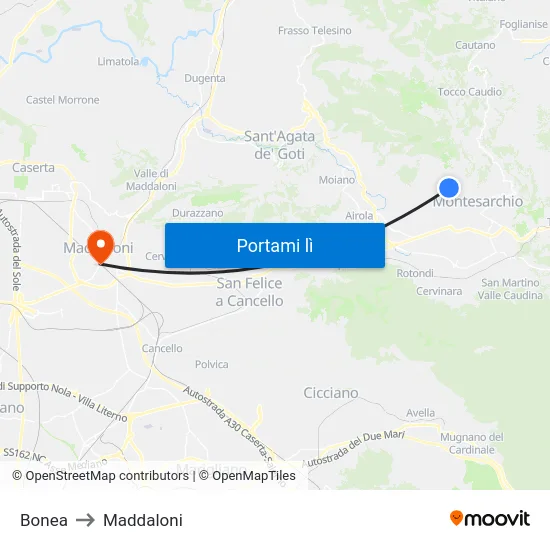 Bonea to Maddaloni map