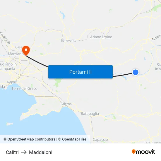 Calitri to Maddaloni map