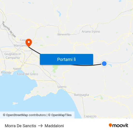 Morra De Sanctis to Maddaloni map