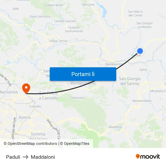 Paduli to Maddaloni map