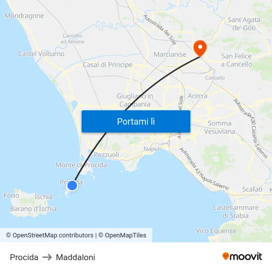 Procida to Maddaloni map