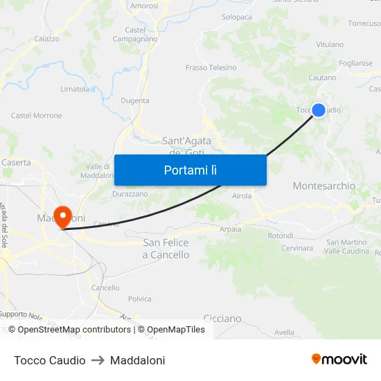 Tocco Caudio to Maddaloni map