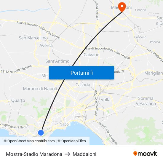 Mostra-Stadio Maradona to Maddaloni map