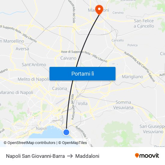 Napoli San Giovanni-Barra to Maddaloni map