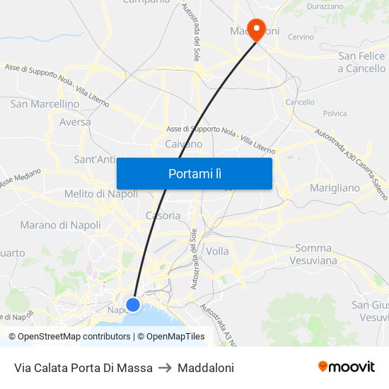 Via Calata Porta Di Massa to Maddaloni map