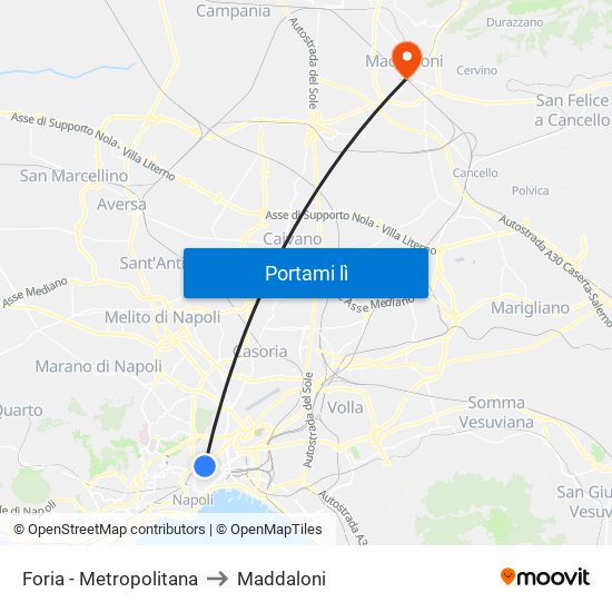 Foria - Metropolitana to Maddaloni map