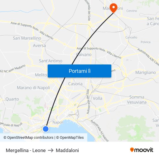 Mergellina - Leone to Maddaloni map